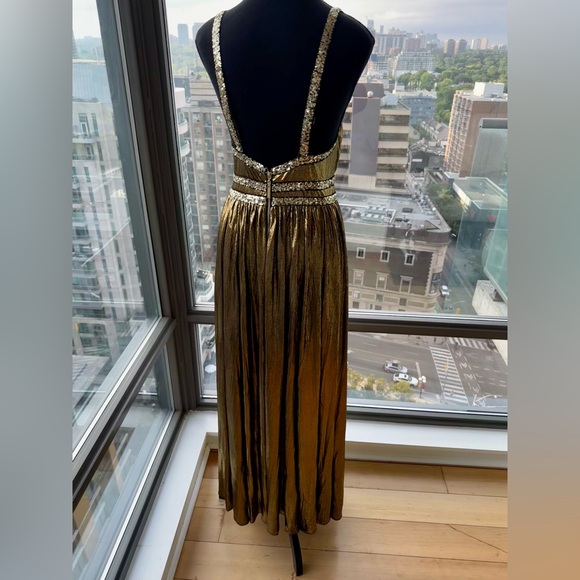 🆕 BRONX & BANCO 🧿 NWOT Star Metallic Maxi Dress w Dramatic Slits - Sz S US 4 - Picture 12 of 17